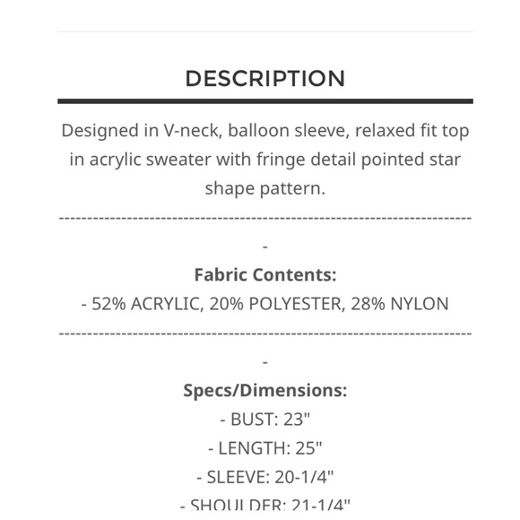 $40 start 332 ⬇️Pretty POL V neck star sweater - Picture 10 of 10
